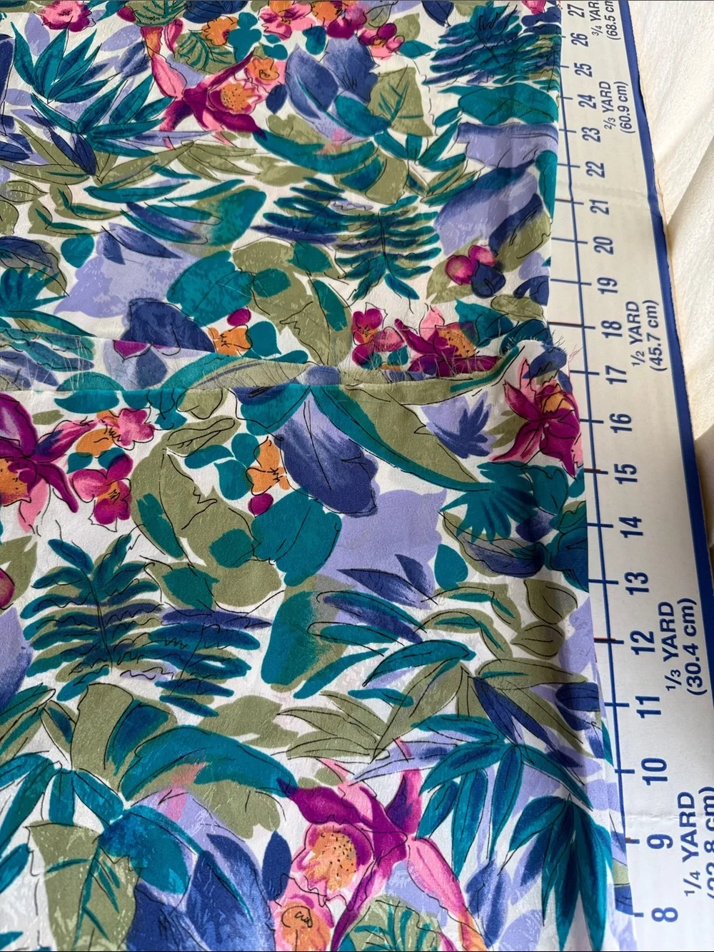 Vintage 1990 Hi-Fashion Fabrics Tropical Floral Slinky Jacquard 2 1/4 Yds